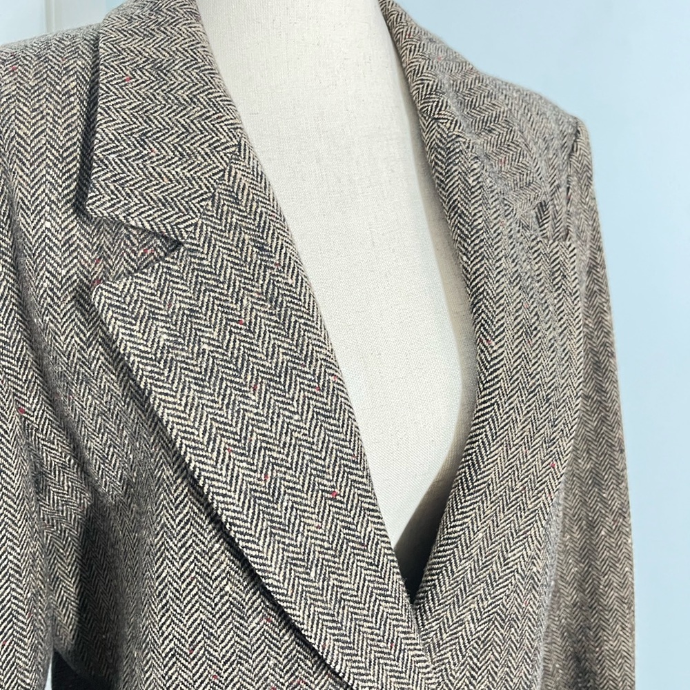 Pendleton 100% virgin wool vintage brown herringbone jacket size Petite … - Picture 9 of 12